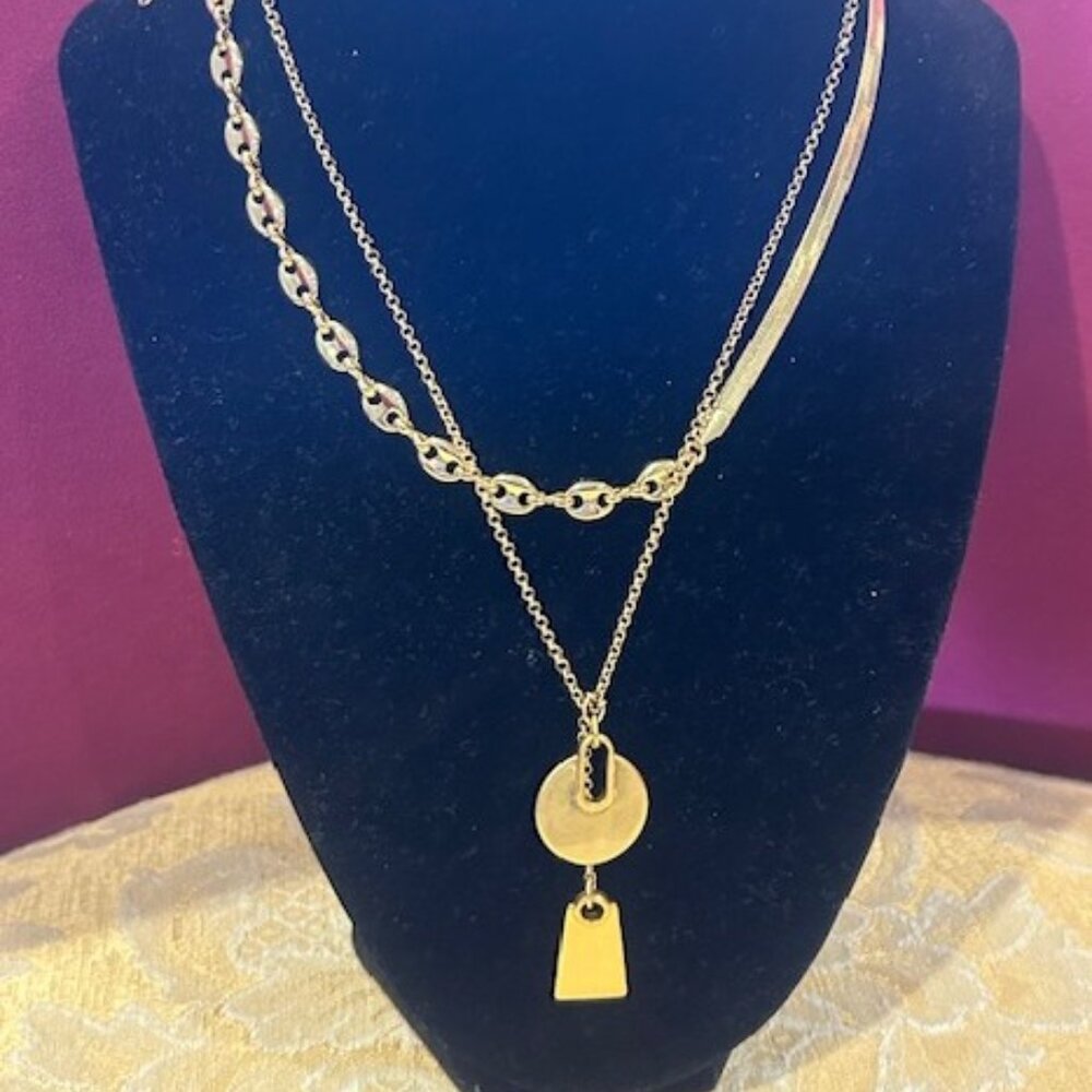 MADEWELL Gold Herringbone Pendant NECKLACES – 2 LOT “B” - Picture 2 of 8